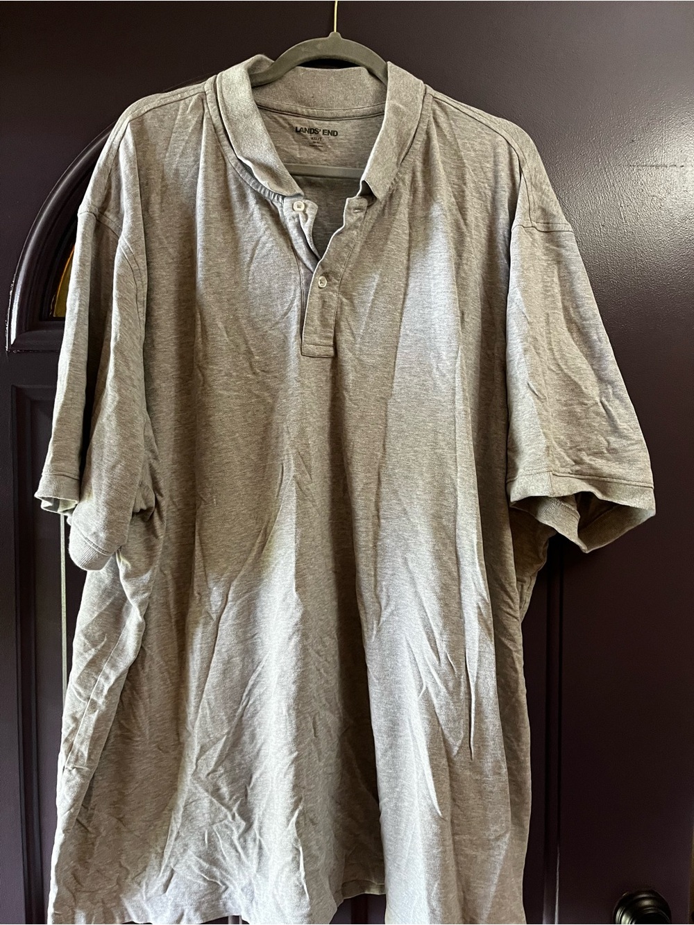Lands' End Men’s Heather Light Gray Polo